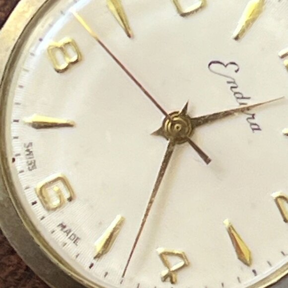 Vintage Endura Swiss Watch Mens Silver Tone Stainless Steel Classic White Dial - Picture 7 of 7